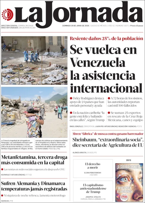 Portada de La Jornada del domingo, 28 de junio de 2026