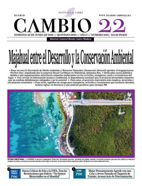 Portada de Diario Cambio 22 (portada) del domingo, 28 de junio de 2026