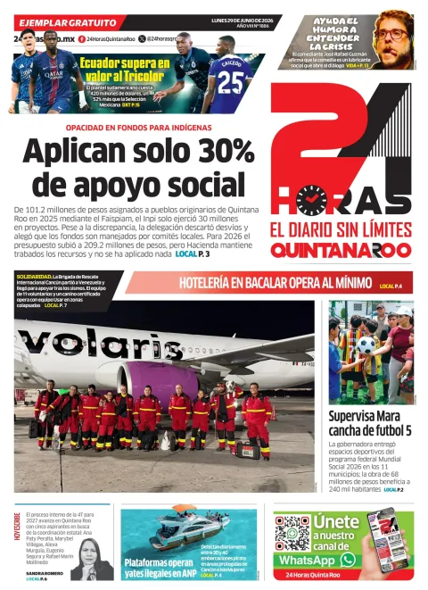 Portada de 24 Horas Quintana Roo