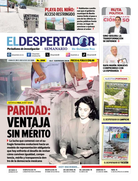 Portada de El Despertador de Quintana Roo del lunes, 29 de junio de 2026