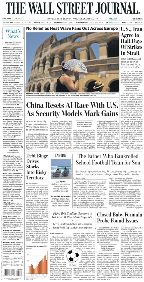 Portada de The Wall Street Journal