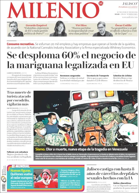 Portada de Milenio Jalisco del lunes, 29 de junio de 2026