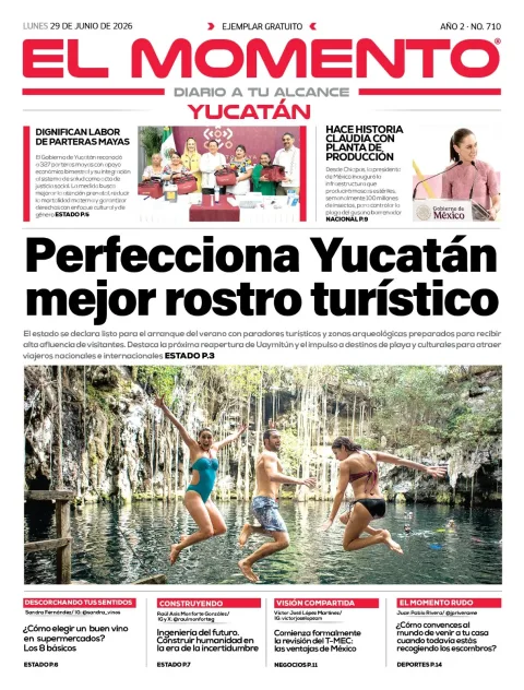 Portada de El Momento Yucatan del lunes, 29 de junio de 2026