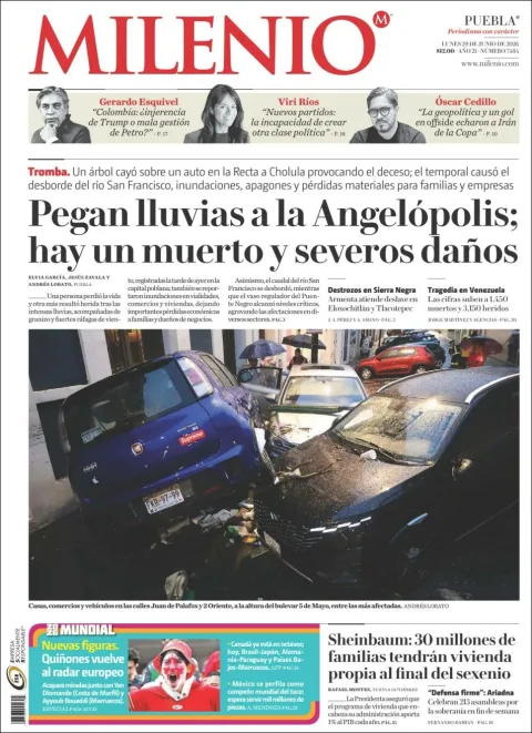 Portada de Milenio Puebla del lunes, 29 de junio de 2026