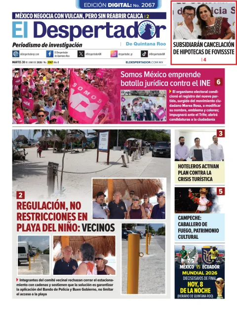 Portada de El Despertador de Quintana Roo del martes, 30 de junio de 2026