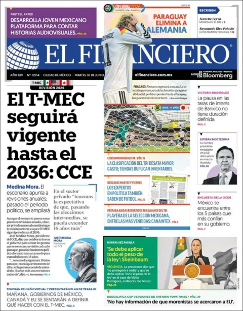 Portada de El Financiero del martes, 30 de junio de 2026