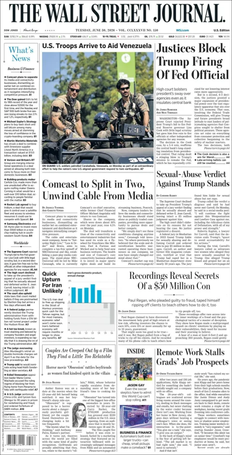 Portada de The Wall Street Journal
