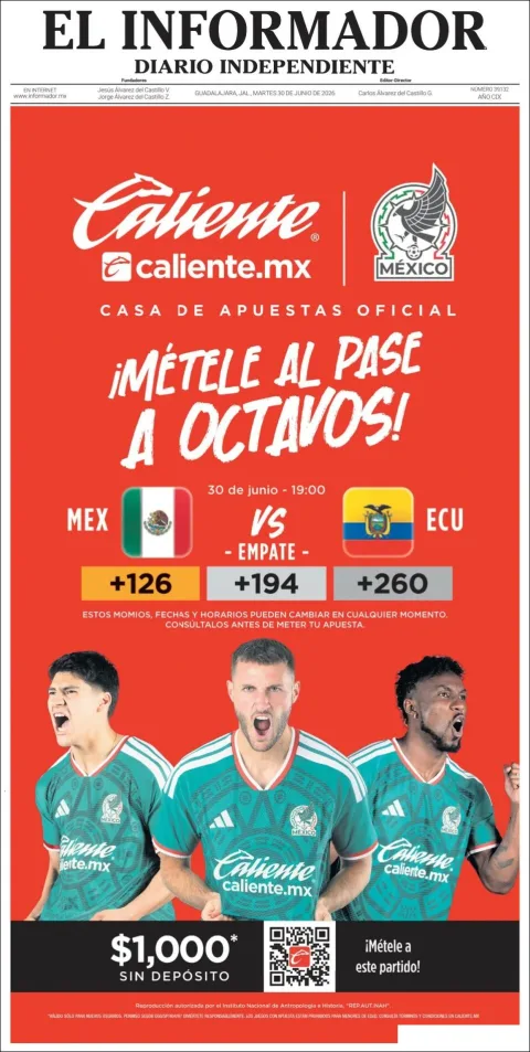 Portada de El Informador del martes, 30 de junio de 2026
