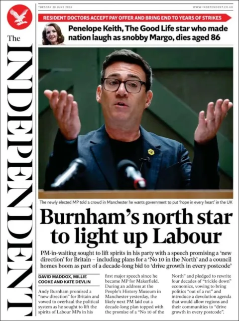 Portada de The Independent del martes, 30 de junio de 2026