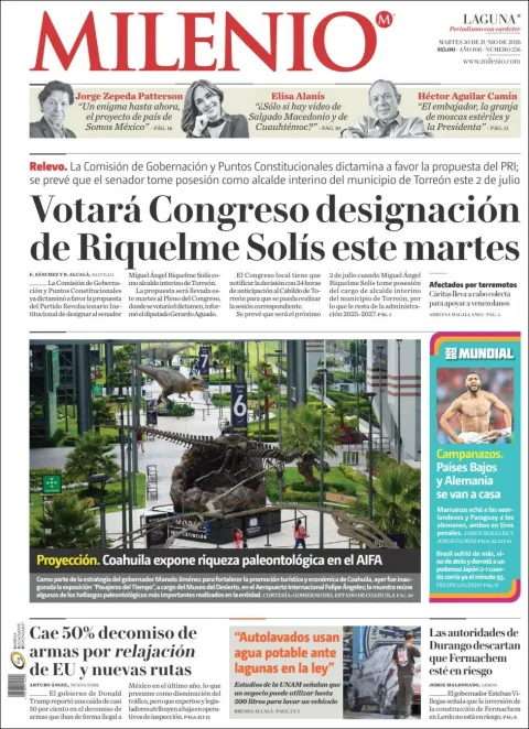 Portada de Milenio Laguna del martes, 30 de junio de 2026
