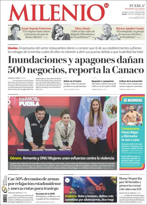 Portada de Milenio Puebla del martes, 30 de junio de 2026