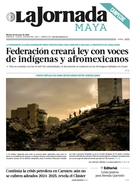 Portada de La Jornada Maya Campeche del martes, 30 de junio de 2026
