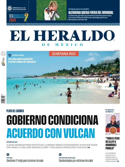 Portada de El Heraldo de Mexico - Quintana Roo