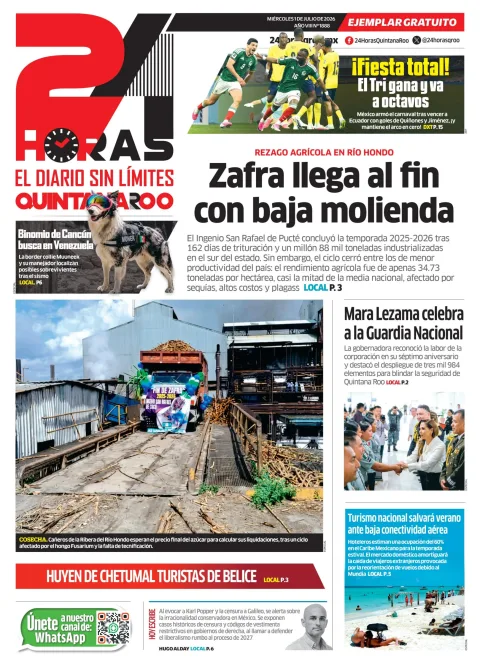 Portada de 24 Horas Quintana Roo