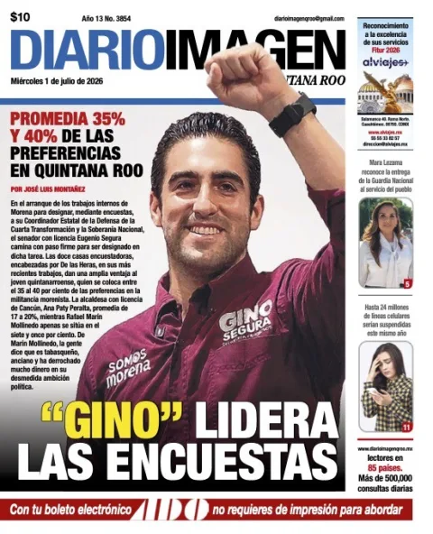 Portada de Diario Imagen Quintana Roo del miércoles, 1 de julio de 2026