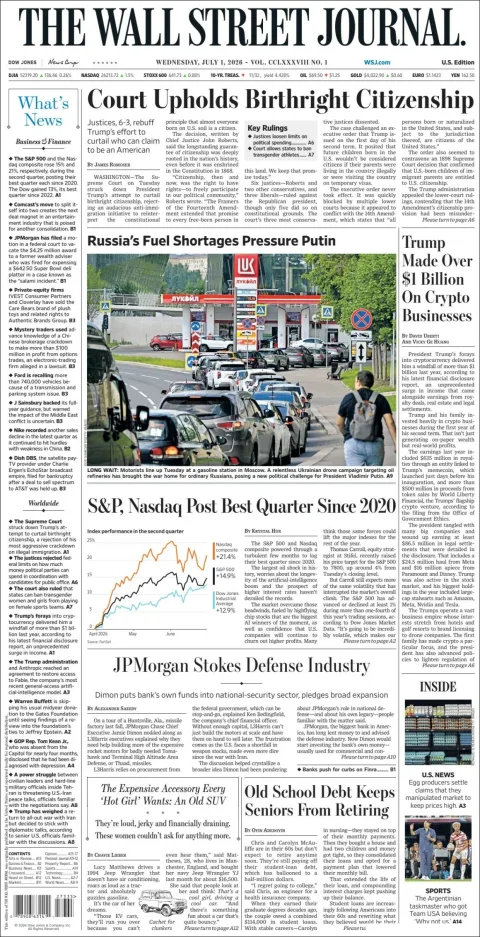 Portada de The Wall Street Journal