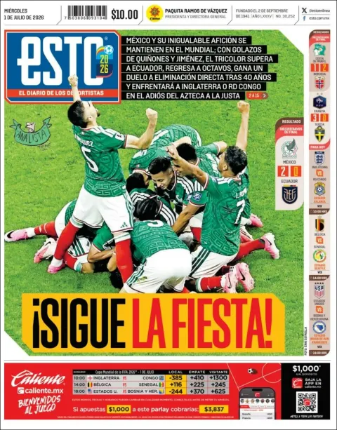 Portada de Esto del miércoles, 1 de julio de 2026