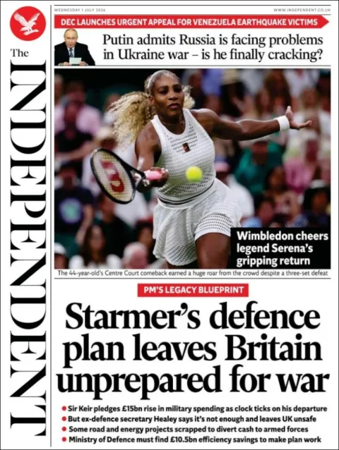 Portada de The Independent del miércoles, 1 de julio de 2026