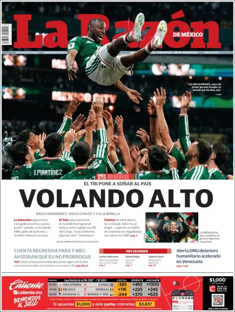 Portada de La Razon del miércoles, 1 de julio de 2026