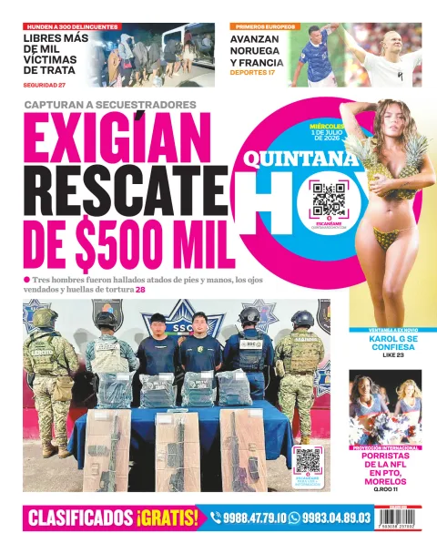 Portada de Quintana Roo Hoy (contraportada)
