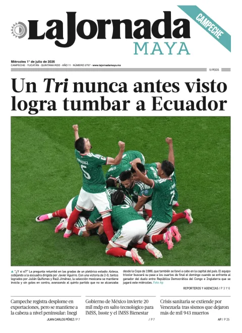 Portada de La Jornada Maya Campeche del miércoles, 1 de julio de 2026