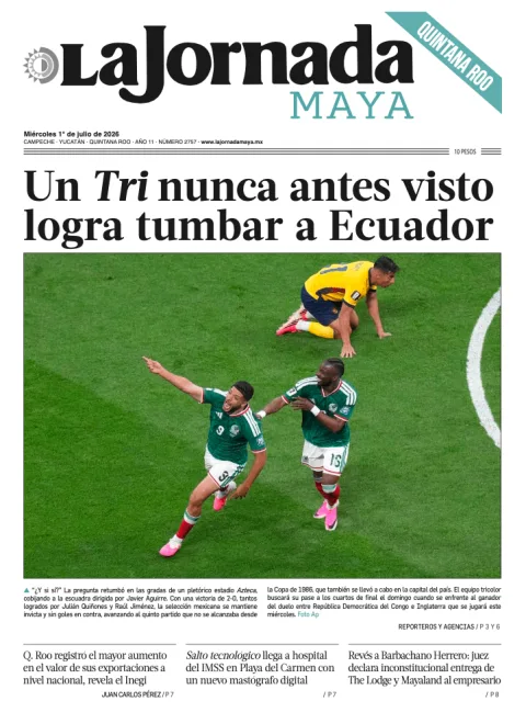 Portada de La Jornada Maya Quintana Roo del miércoles, 1 de julio de 2026