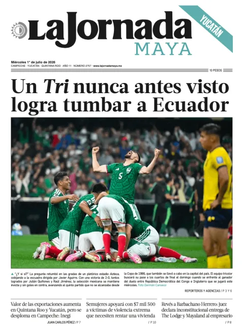 Portada de La Jornada Maya Yucatán del miércoles, 1 de julio de 2026