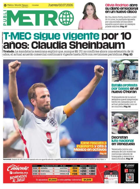 Portada de Publimetro Merida del jueves, 2 de julio de 2026