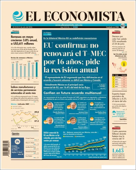 Portada de El Economista del jueves, 2 de julio de 2026