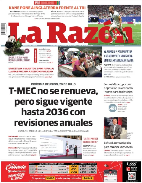 Portada de La Razon del jueves, 2 de julio de 2026