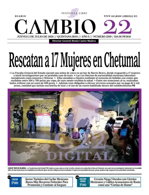 Portada de Diario Cambio 22 (portada) del jueves, 2 de julio de 2026