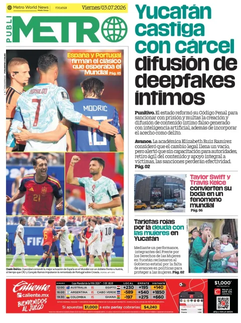 Portada de Publimetro Merida del viernes, 3 de julio de 2026