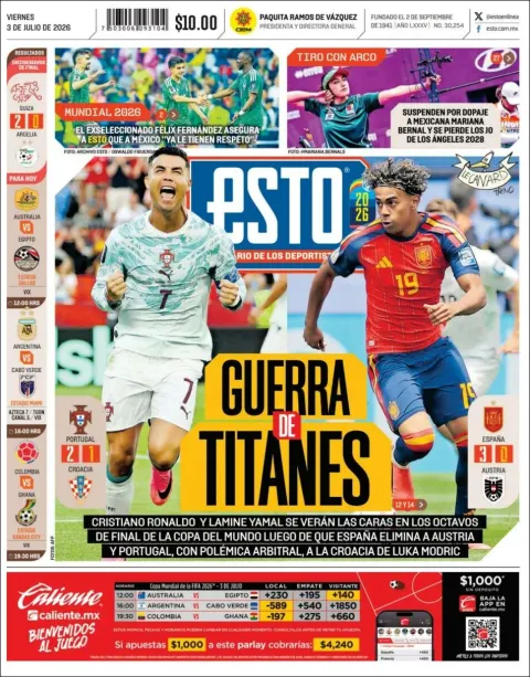 Portada de Esto del viernes, 3 de julio de 2026