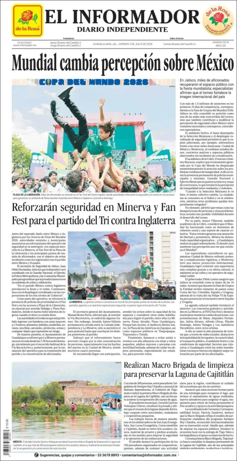 Portada de El Informador del viernes, 3 de julio de 2026