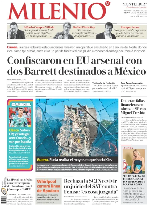 Portada de Milenio del viernes, 3 de julio de 2026