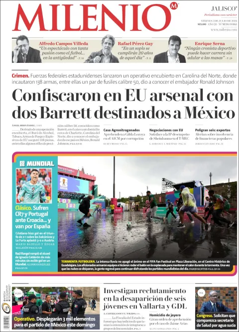 Portada de Milenio Jalisco del viernes, 3 de julio de 2026