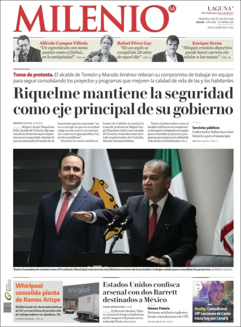 Portada de Milenio Laguna del viernes, 3 de julio de 2026