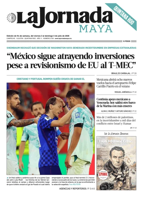 Portada de La Jornada Maya Quintana Roo del viernes, 3 de julio de 2026