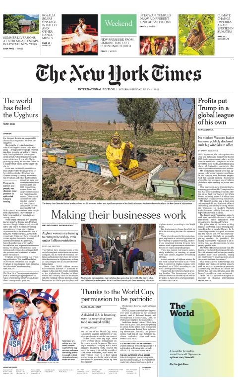 Portada de The New York Times (international)