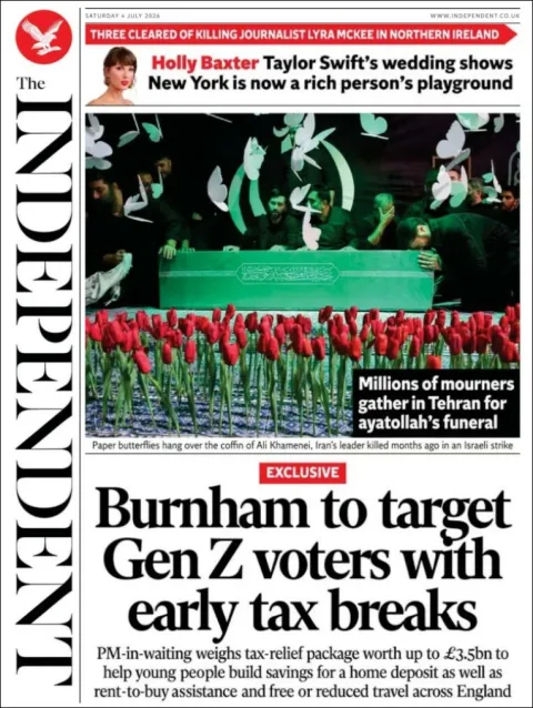 Portada de The Independent del sábado, 4 de julio de 2026