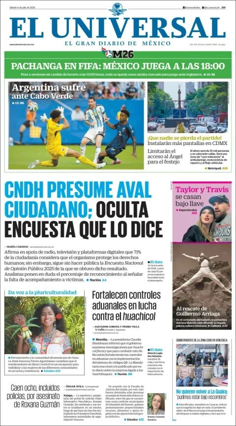 Portada de El Universal
