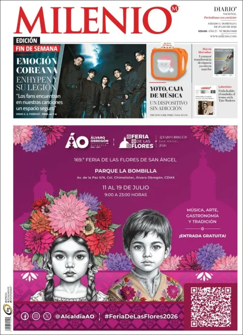 Portada de Milenio del sábado, 4 de julio de 2026