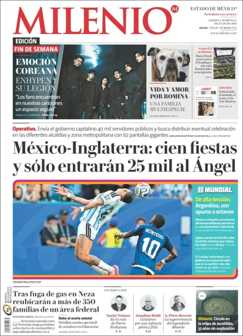 Portada de Milenio Edo de Mexico del sábado, 4 de julio de 2026
