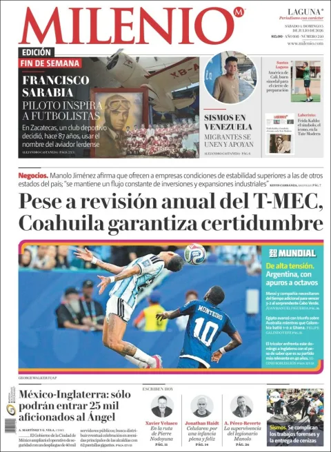 Portada de Milenio Laguna del sábado, 4 de julio de 2026