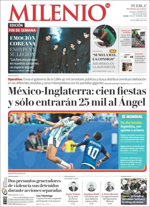 Portada de Milenio Puebla del sábado, 4 de julio de 2026