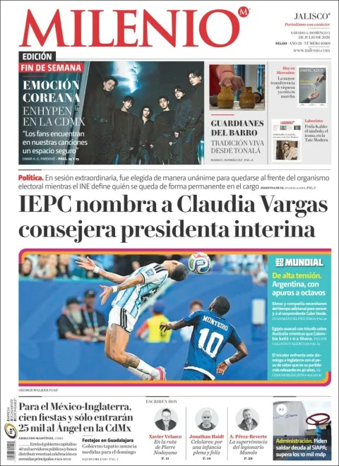 Portada de Milenio Jalisco del sábado, 4 de julio de 2026