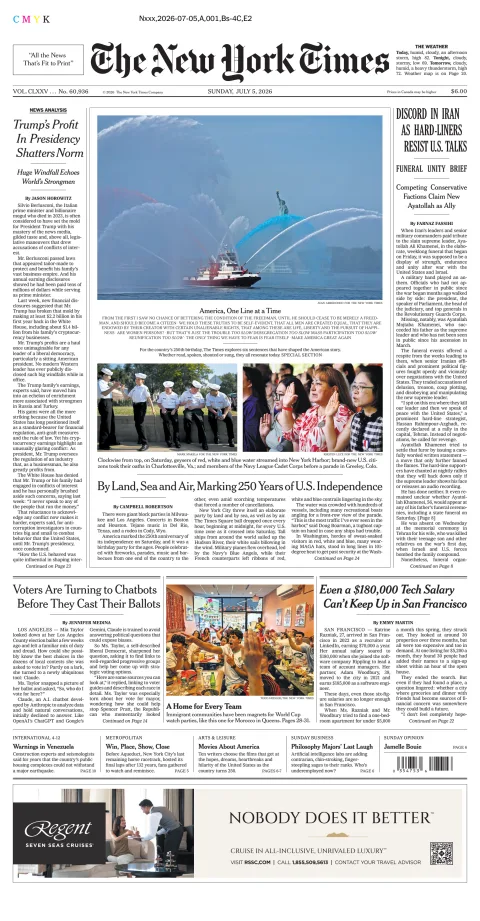 Portada de The New York Times (new York)