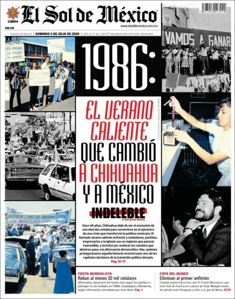 Portada de El Sol de Mexico