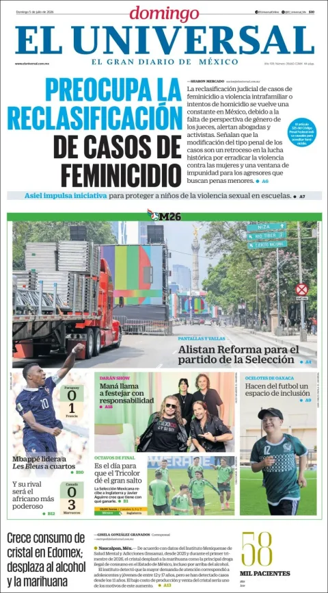 Portada de El Universal
