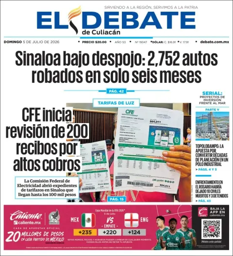 Portada de El Debate de Culiacan